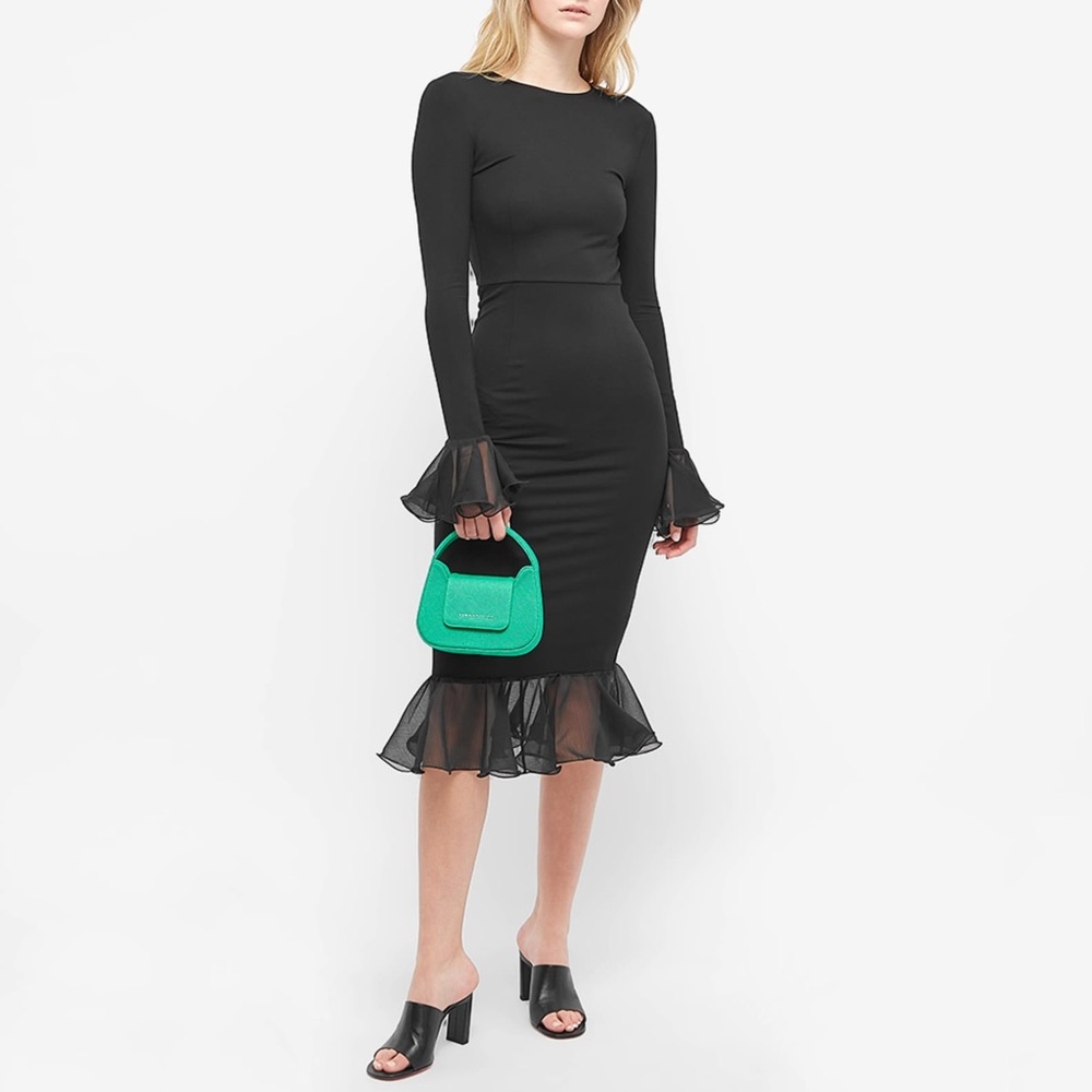 Elegant Black Ruffle Sleeve Dress